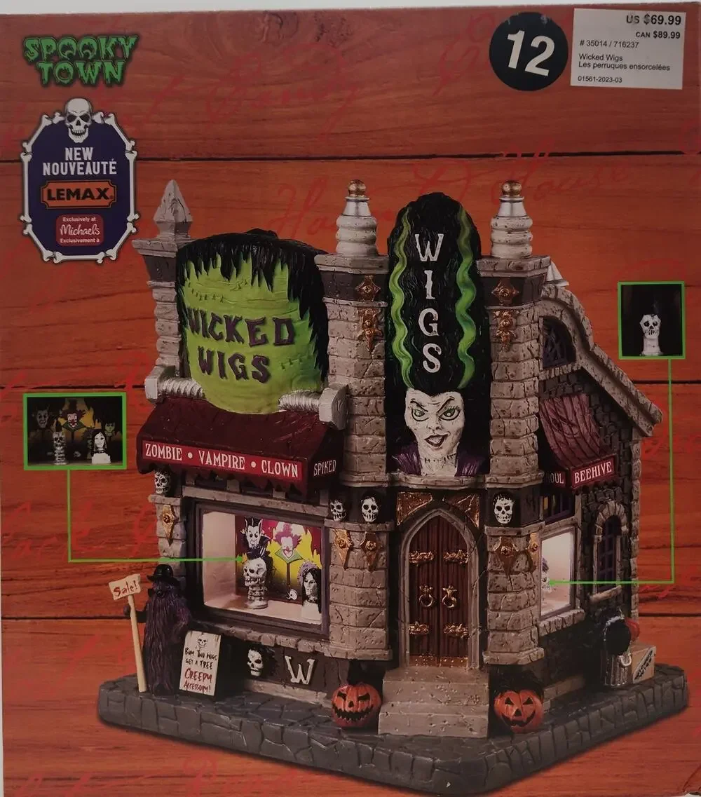 Lemax Spooky Town Wicked Wigs #35014 Lighted Building Brand New